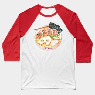 Ramen Pugs Watercolor Baseball T-Shirt